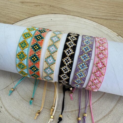 Pulsera Miyuki 7 Líneas Rombos Multicolor