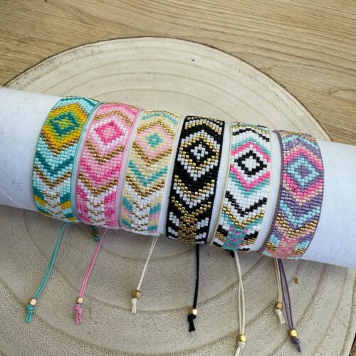Pulsera Miyuki 11 Líneas Rombos Multicolor