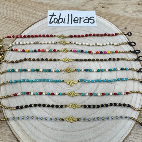 Tobillera Bolitas Detalle Dorado Serpiente
