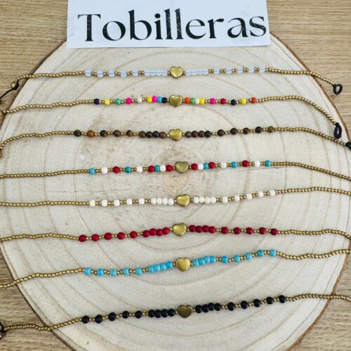 Tobillera Bolitas Detalle Dorado Corazón