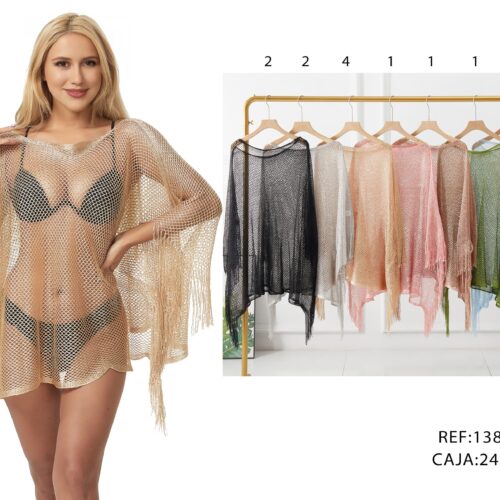 Poncho Rejilla de Playa con Brillo