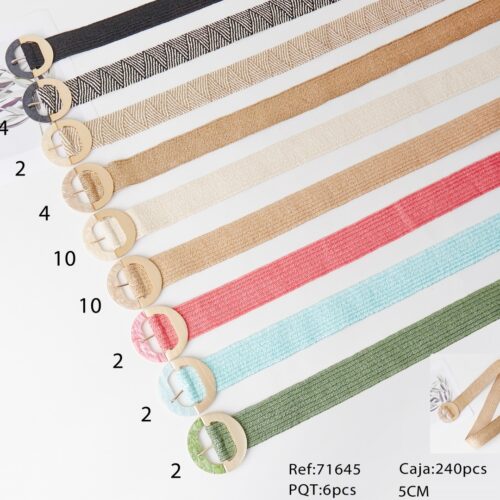 Cinturón Elástico Hebilla Redonda Metálica Efecto Nácar