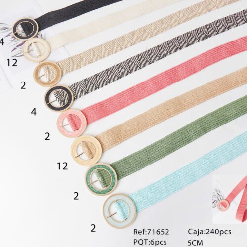 Cinturón Elástico Hebilla Redonda Efecto Nácar