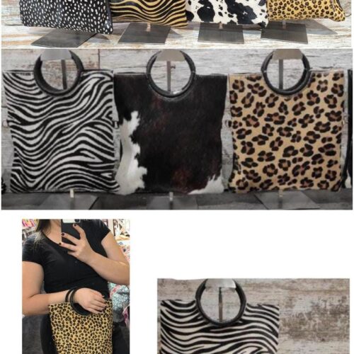Bolso Asa Mano Piel Animal Print