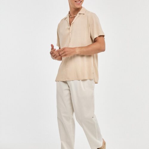 Camisa Beige Básica Manga Corta