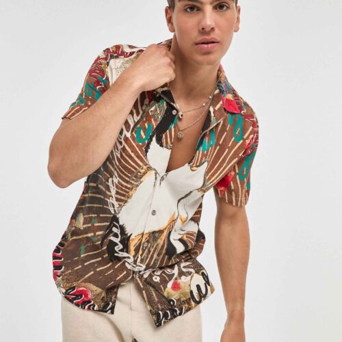 Camisa Hawaiana con Estampado Digital