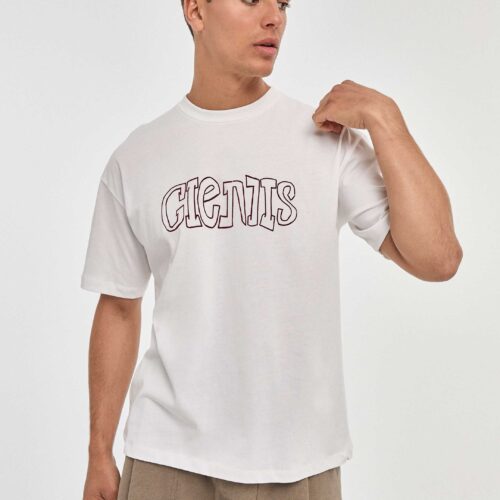 Camiseta Blanca Oversize Manga Corta Letras