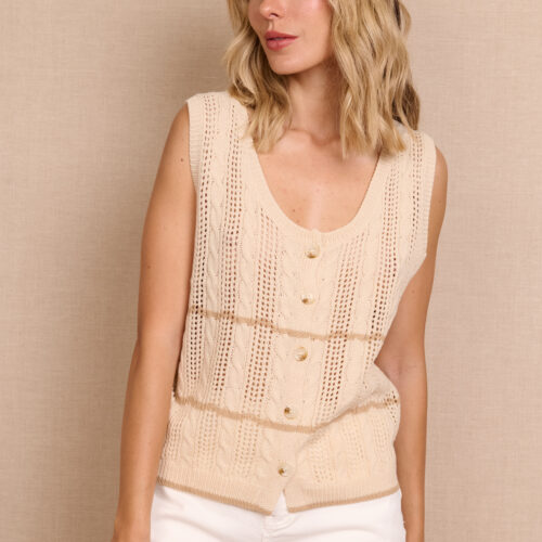 Chaleco de Punto Beige Tirantes Anchos