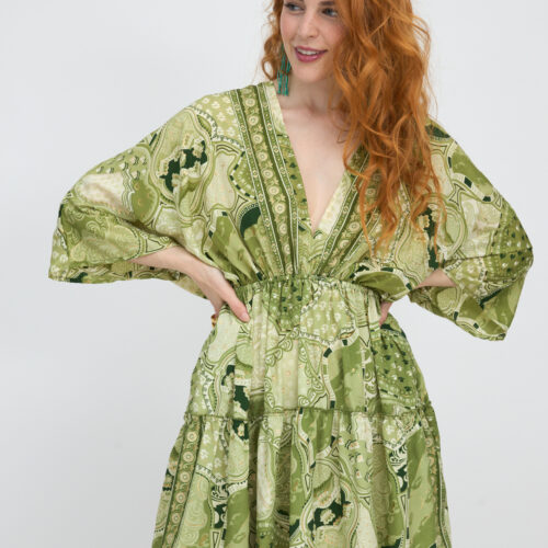 Vestido Corto Estampado Doble Pico