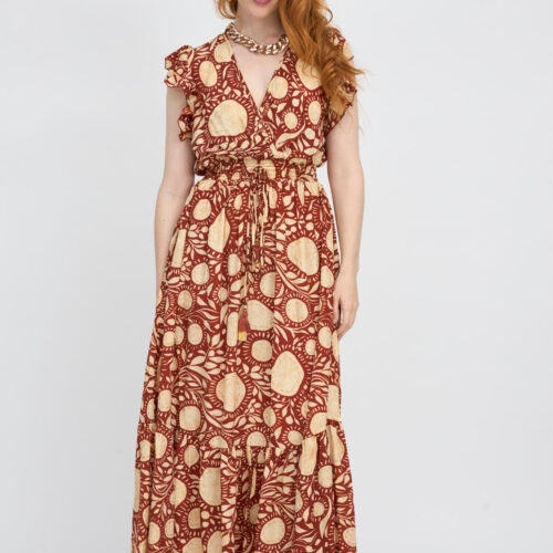 Vestido Largo Estampado Escote Cruzado