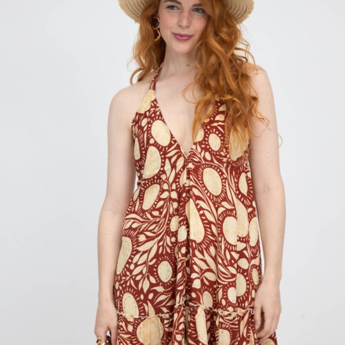 Vestido Corto Estampado Espalda Descubierta