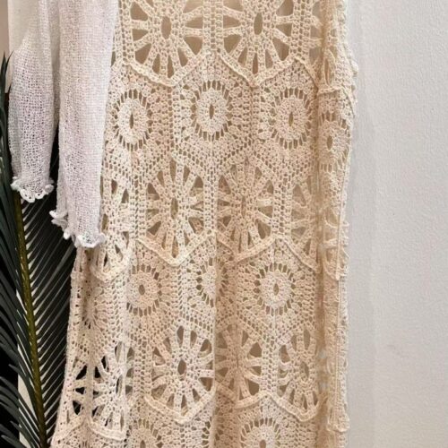 Vestido Tirantes Crochet Beige
