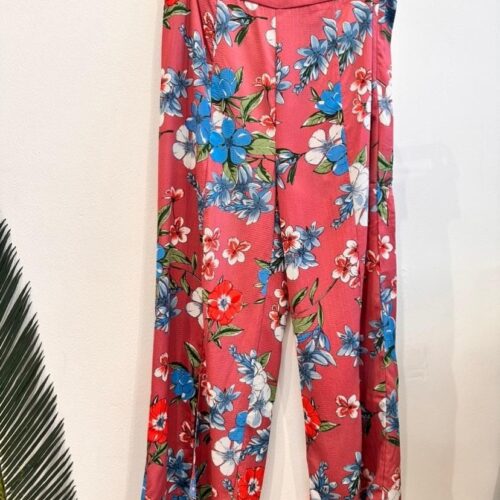 Pantalón Rojo Estampado Flores