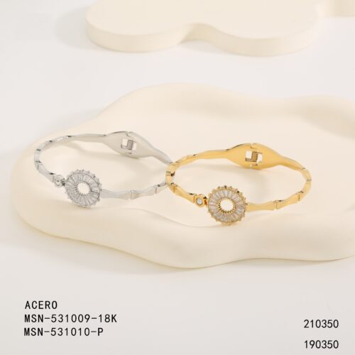 Pulsera Rígida Acero Circonitas Sol