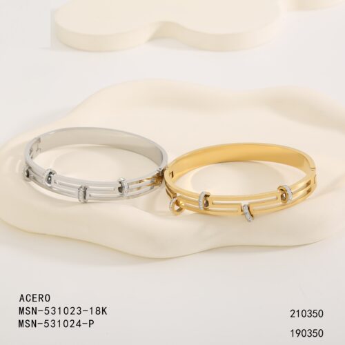 Pulsera Rígida Acero Circonitas