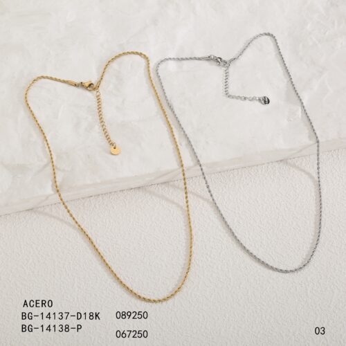 Collar Cadena Tipo Cuerda Trenzada Acero