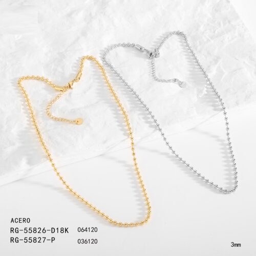 Collar Cadena Bolitas Acero