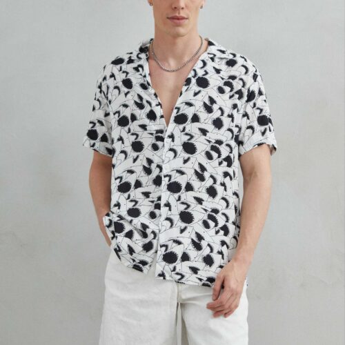 Camisa Hawaiana Blanca Estampado