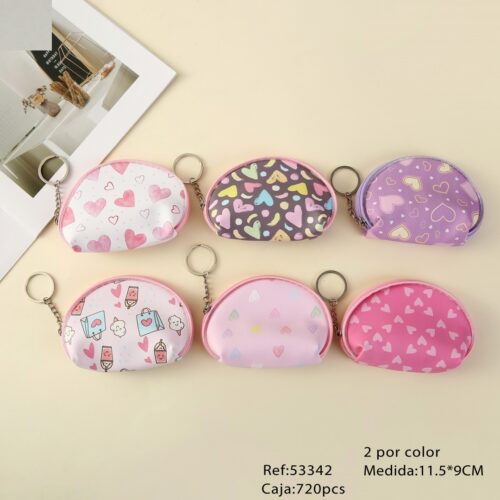 Monedero Ovalado Estampado Corazones