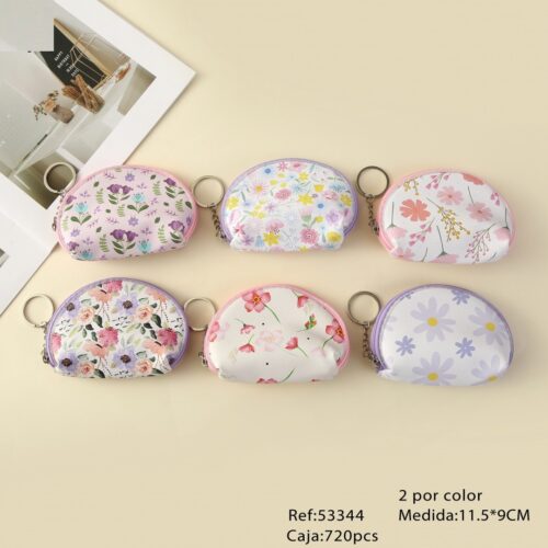 Monedero Ovalado Estampado Flores