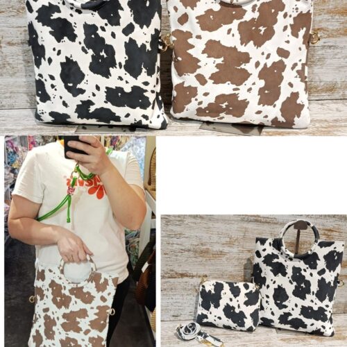 Bolso Serraje Estampado Vaca