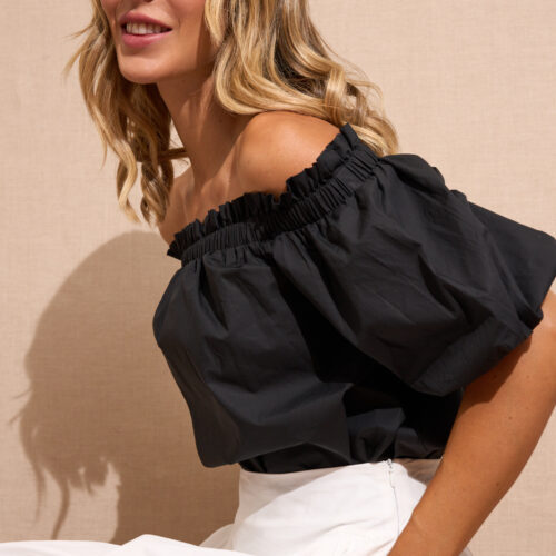 Blusa Negra Hombros Caídos