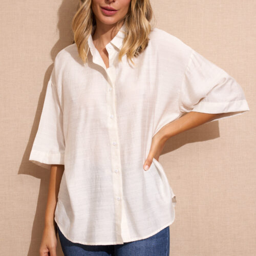 Camisa Blanca Efecto Lino
