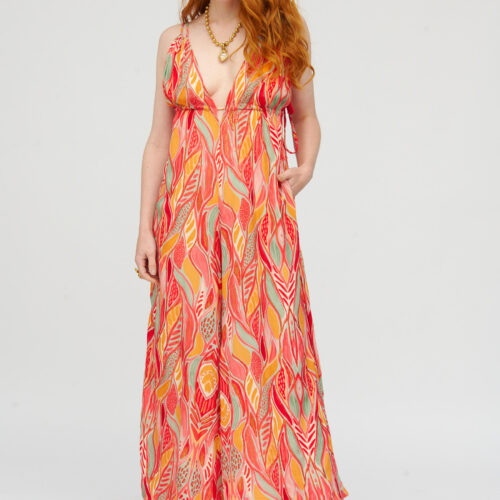 Mono Largo Estampado Espalda Descubierta