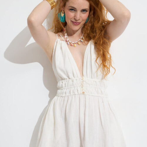 Vestido Corto Liso Espalda Descubierta