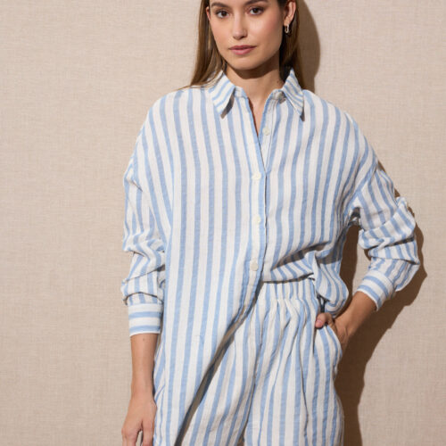 Camisa Rayas Azul Claro