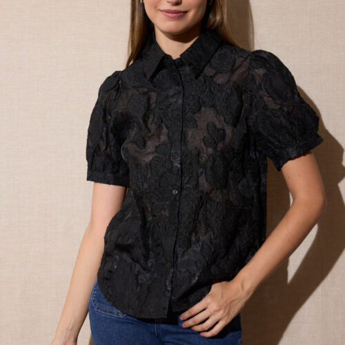 Camisa Negra Flor Negra