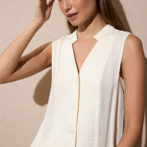 Chaleco Beige Efecto Lino