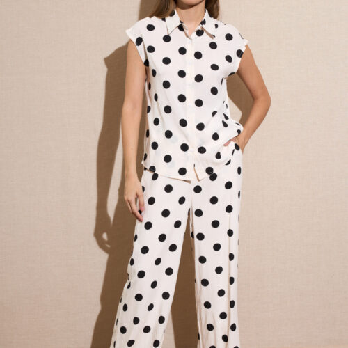 Pantalón Beige Lunares Negros Grandes