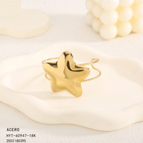 Brazalete Acero Estrella Dorada