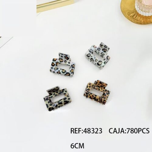 Pinzas De Pelo Rectangulares Leopardo 6 cm