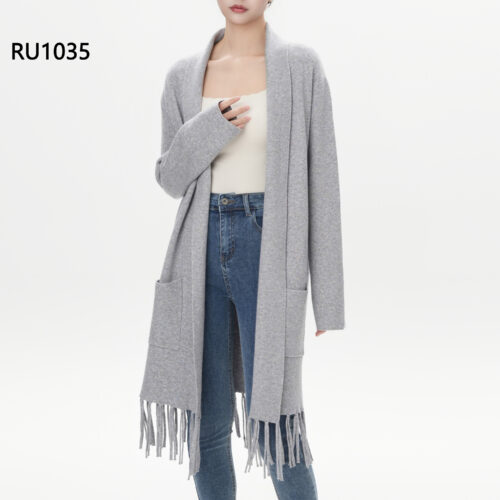 Chaqueta Larga Abierta Flecos