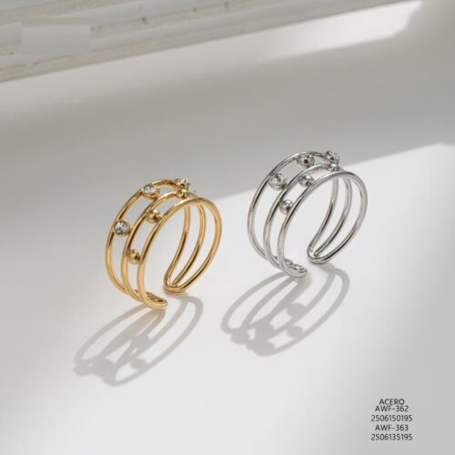 Anillo Acero Ancho Circonitas