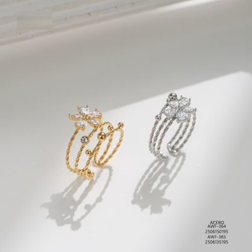 Anillo Acero Ancho Flor