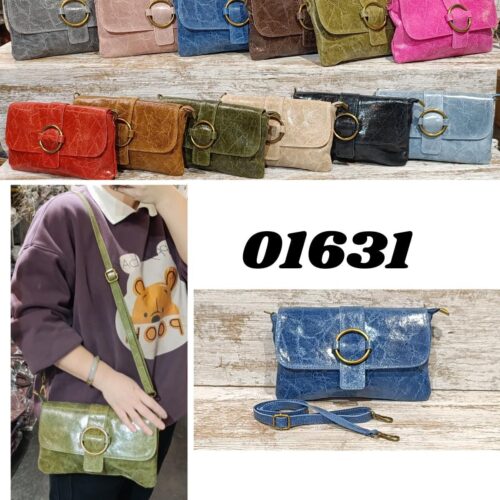 Bandolera Piel Solapa Broche Circular