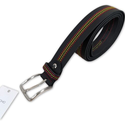 Cinturón Bandera de España Cosida de Piel Negro