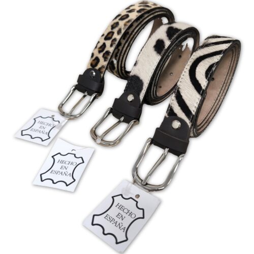 Cinturón Animal Print de Piel y Pelo de Potro