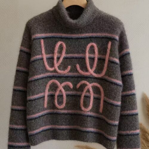 Jersey Gris  Diseño Rayas  Multicolor Cuello Alto