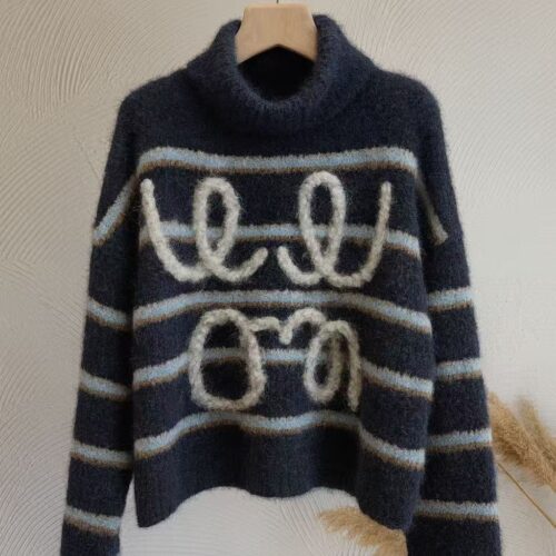 Jersey Azul Oscuro  Rayas Cuello Alto