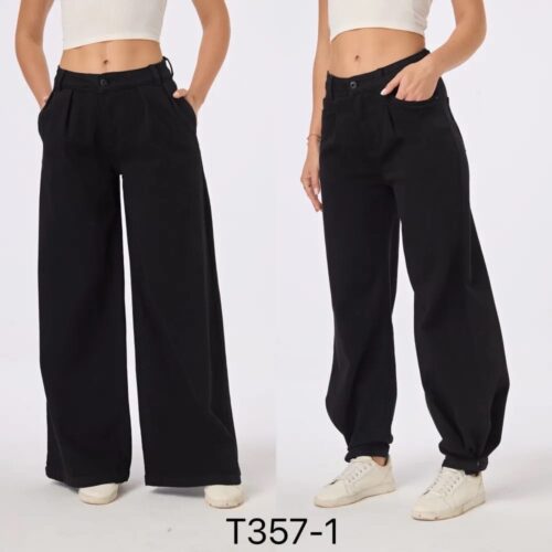 Pantalón Vaquero Negro Ancho