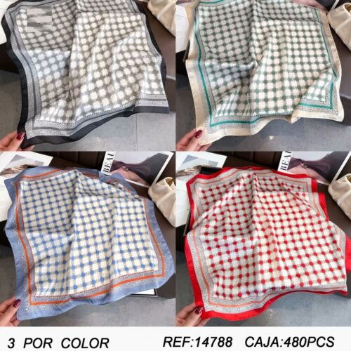 Fular Cuadrado Estampado Cuadros 70x70cm