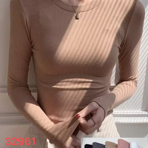 Camiseta Manga Larga cuello Redondo Lisa Mujer