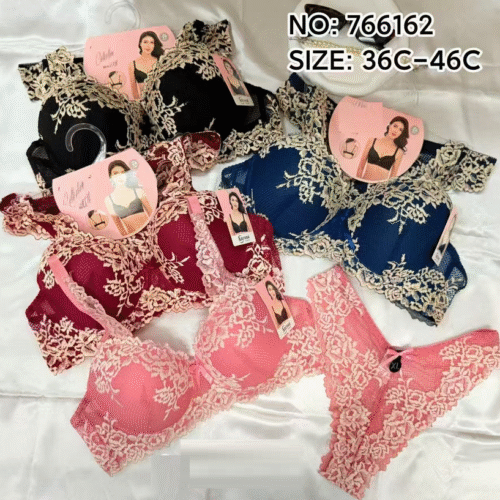 Conjunto Encaje Sujetador y Tanga copa C Mujer