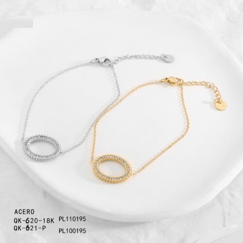 Pulsera Acero Aro con Brillantes