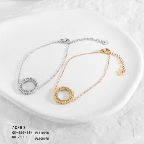Pulsera Acero Aro con Brillantes