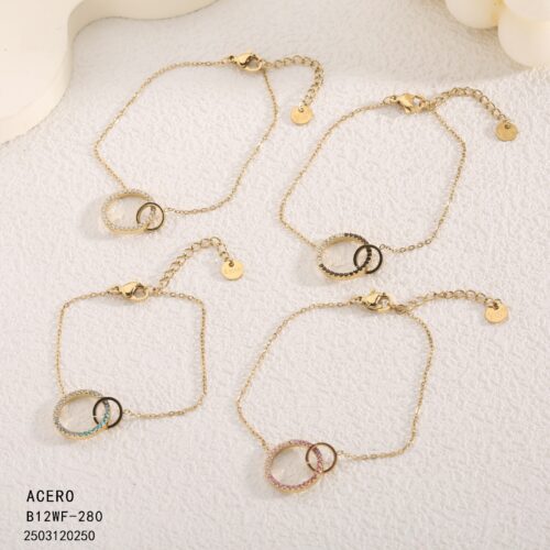 Pulsera Acero Circulos Colores Variados